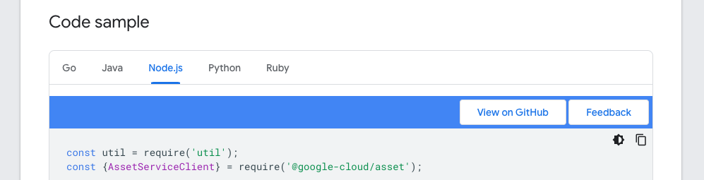 Tabs on GCP Documentation
