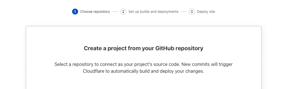 cloudflare create a project first screen