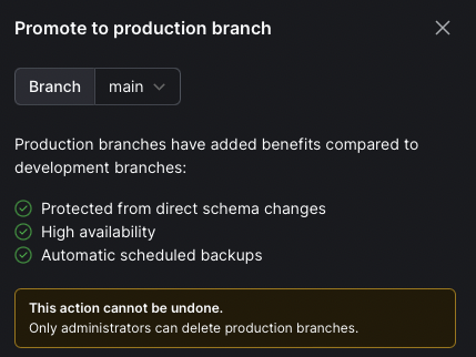 screenshot of the promote to production screen on planetscale
