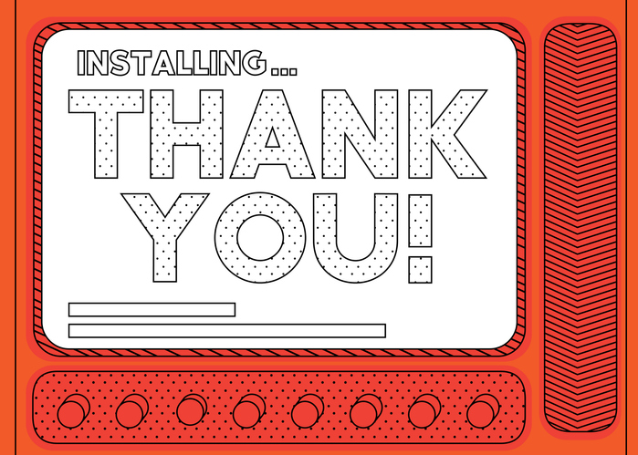 Cartoon Computer With the words Thank You!