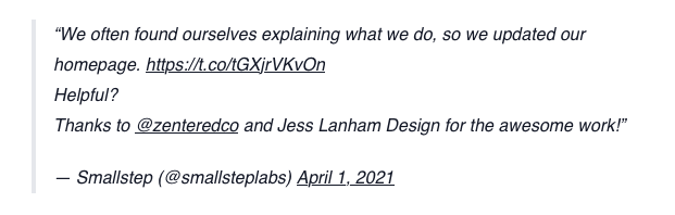 Smallstep Twitter Quote